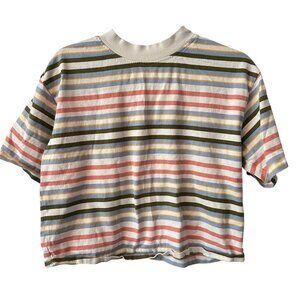 RVCA Womens Striped Crop T-Shirt Multicolor Size M Cotton Blend